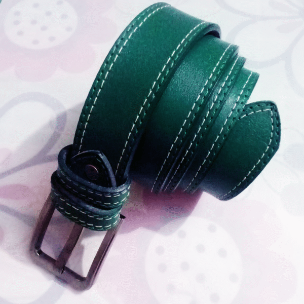 Green Leather Belt For Casual and Formal Use, Genuine Leather Belt, Premium Leather Belt - Image 2