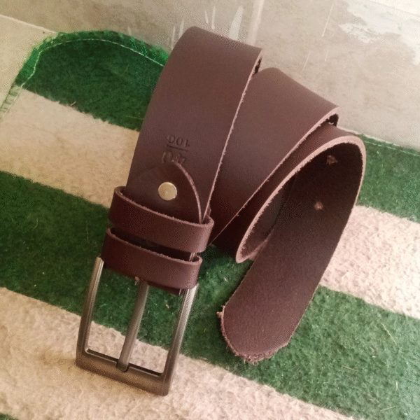 Brown Leather Belt – Classic and Elegant Style, Vintage Rough-Edged Design, Original Leather Belt for Men, Perfect for Jeans - Image 4