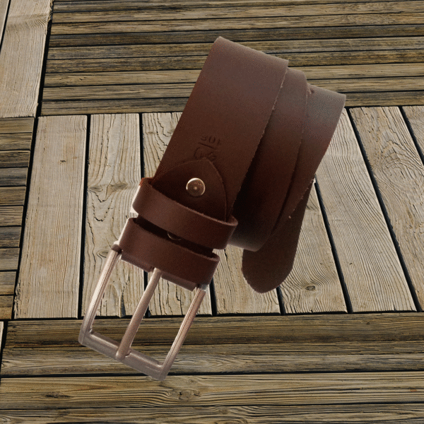 Brown Leather Belt – Classic and Elegant Style, Vintage Rough-Edged Design, Original Leather Belt for Men, Perfect for Jeans - Image 2