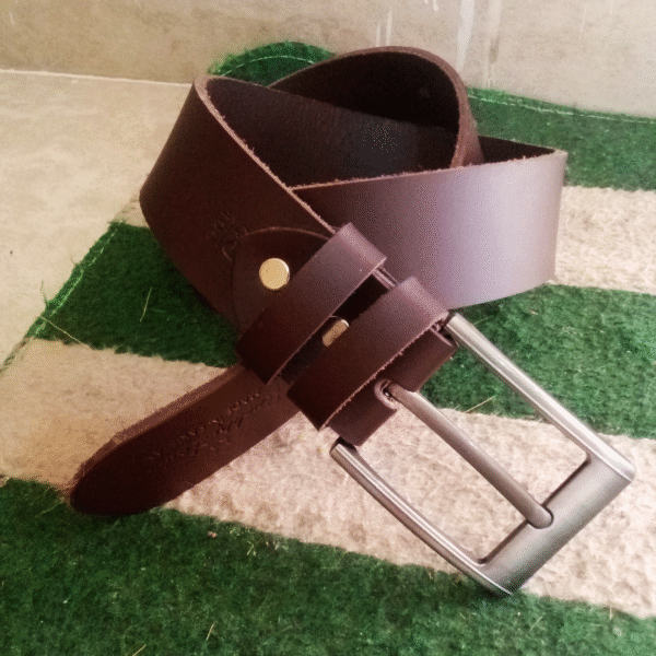 Brown Leather Belt – Classic and Elegant Style, Vintage Rough-Edged Design, Original Leather Belt for Men, Perfect for Jeans - Image 3